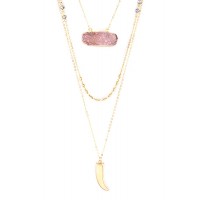 Kahn Horn Druzy Pendant Necklace Set